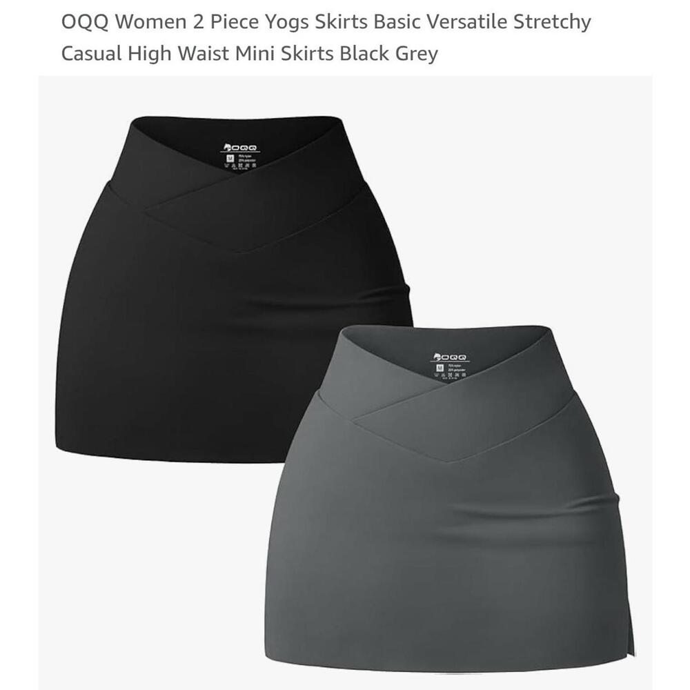 OQQ Women's 2 Piece Skirts Stretchy Ribbed Casual High Waist Mini Skirt - Medium